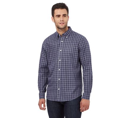 Maine New England Blue gingham print tailored fit shirt